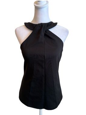 Medium Halogen Black Twist Neck Halter Top New with tags
